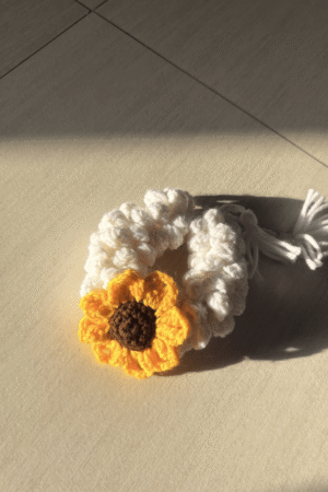 Crochet Sunflower Scrunchie