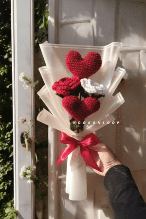 Handmade Crochet Heart Bouquet