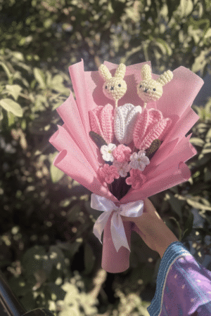 Handmade Crochet Bunny Bouquet