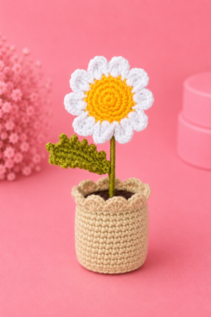Daisy Crochet Pot