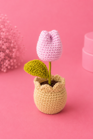 Purple Tulip crochet pot