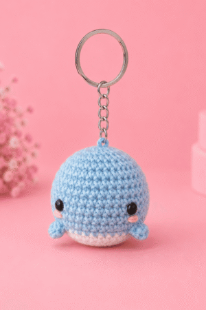 Tiny Whale Crochet Keychain