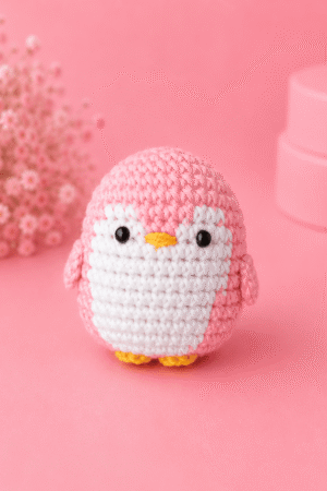 Pink Penguin Crochet Plush
