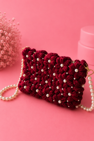 Maroon puff flower bag