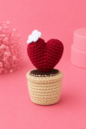 Cupid Heart Crochet Pot