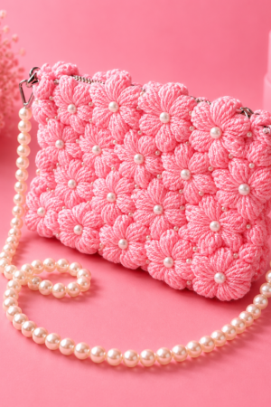 Pink puff flower bag